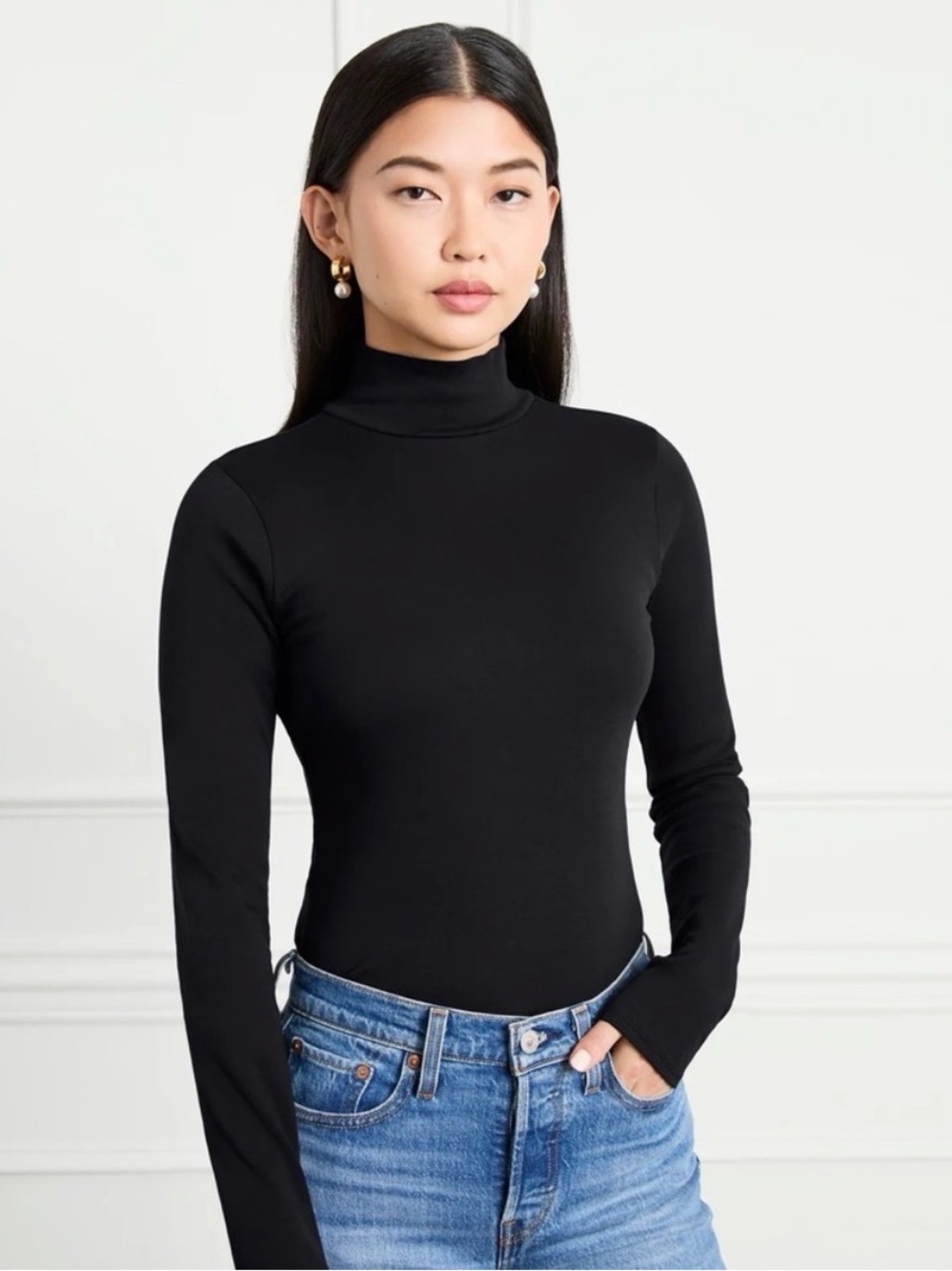 Hill House SMALL The Luna black long sleeve turtleneck bodysuit